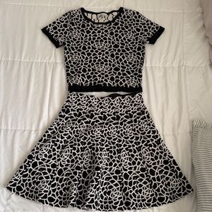Lucy Paris Black and White Floral Lace Two-Piece Dress